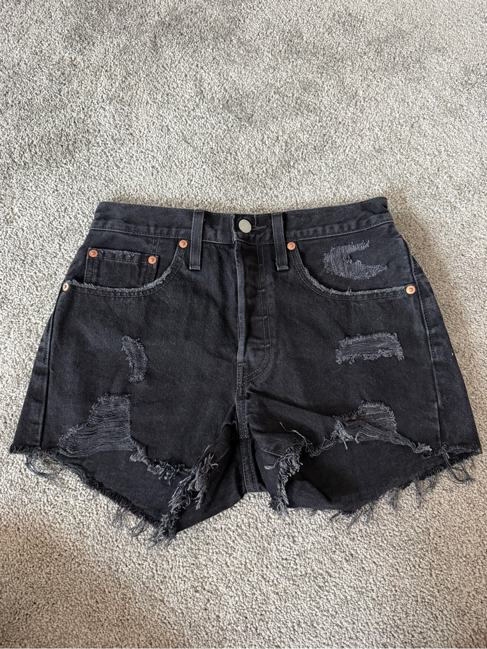 Levi's 501 Original Cutoff Denim Shorts Black Waist